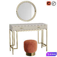 ISIDA dressing table with Dyck mirror and TARF pouffe