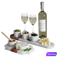 Set with white wine and snacks