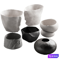 302 decorative vases and pots 02 deformed folded relief vase