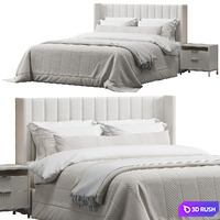 Striped Headboard Wingback Bed