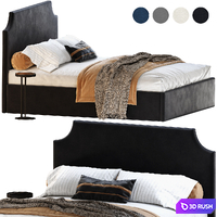 Adona floor bed 160 Black / Stone / White / Blue with Shento bench
