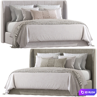 Double bed Upholstered headboard Paradise blue No. 183