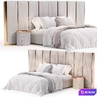 Modrest Nixa Modern White Bonded Leather & Gold Bed