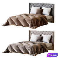 Easyfashion Modern Upholstered Platform Queen Bed with Slat Support Light Gray