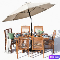 Brown Acacia 7- Piece Dining Set
