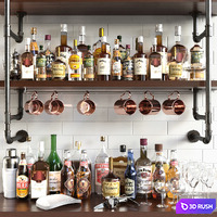 A collection of alcoholic drinks with a copper accent. Alcohol 15