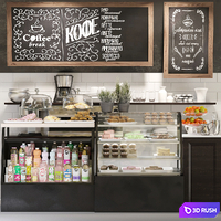 Design project of a cafe with a showcase with desserts and confectionery 3