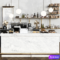 A modern cafe with a marble counter and desserts. Coffee house, cake