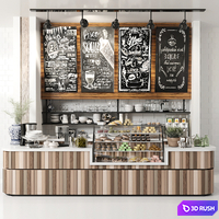 Design project of coffee point with desserts and sweets. Cafe