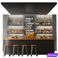 Bar counter in a restaurant with collection alcohol. Bar