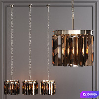 Restoration Hardware 1920S ODEON RHYS SMOKE GLASS PRISM ROUND CHANDELIER 12 Nickel