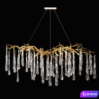 John-Richard Brass and Glass Teardrop Nine-Light Chandelier