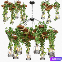 Wood Ceiling Lamp with Rope
