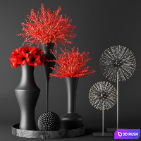 Bouquets with red flowers and berries.