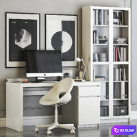 IKEA MALM workplace with LOBERGET chair and BILLY OXBERG bookcase