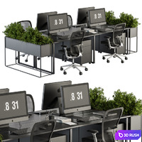 Office Furniture - employee Set - Plants Box Divider 34