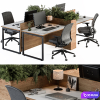 Employee Set Wood and Black Plant Box Divider - Office Furniture 336