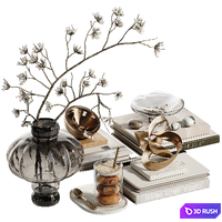 Decor set with branches in glass vase
