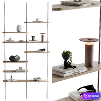 Minimalistic wooden Rack with decor 02