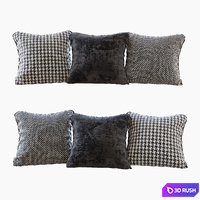 A set of pillows: black velvet, chevron and goose paw (Pillows black velvet chevron and houndstooth)