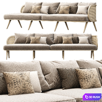 Victoria large wooden rattan sofa FD50 / Rattan outdoor sofa