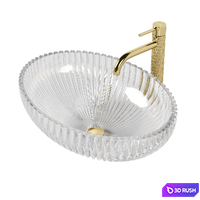 Oval cristal sink with Rea Lungo ART L.Gold mixer