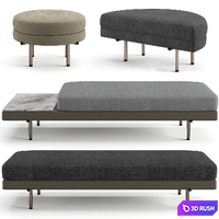 Minotti Torii bench, ottoman set