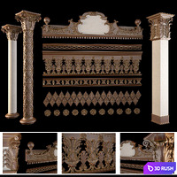 The pediment, columns, friezes