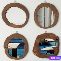 Teak Wood Mirror Set