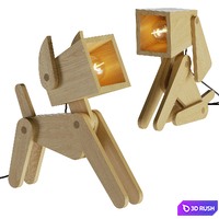 Dog Adjustable Wooden Table Lamp