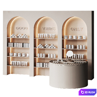 Beauty salon cosmetic set with arches in beige