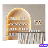 Beauty salon cosmetic set with arch in beige and natural rock