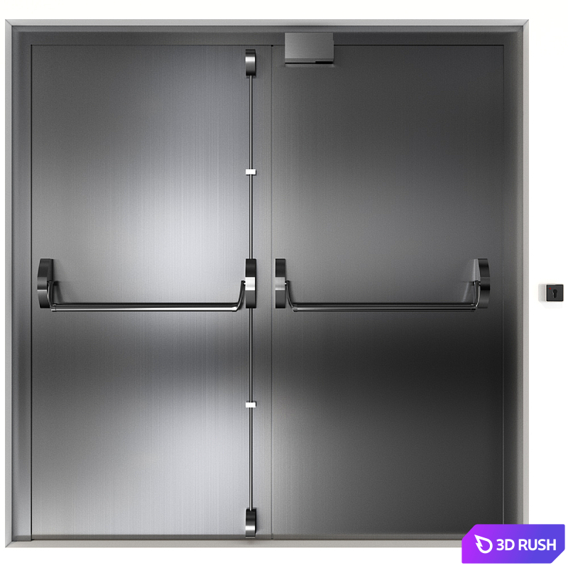 Metal swinging fire doors 3D Model Vray, Corona
