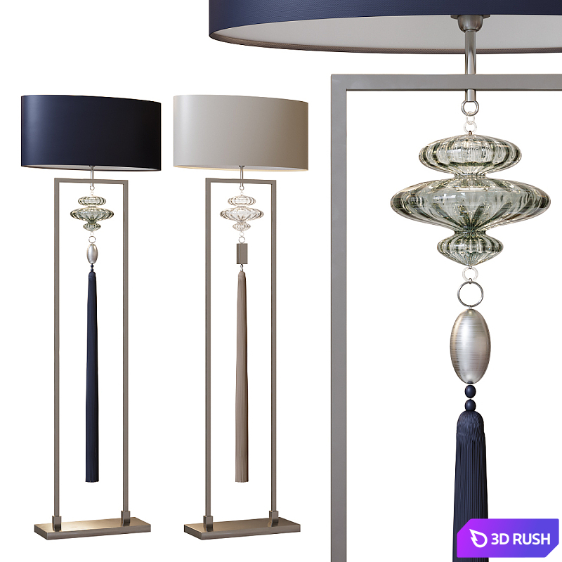 CONSTANCE nickel and sea jade & clear floor lamp 3D Model Corona