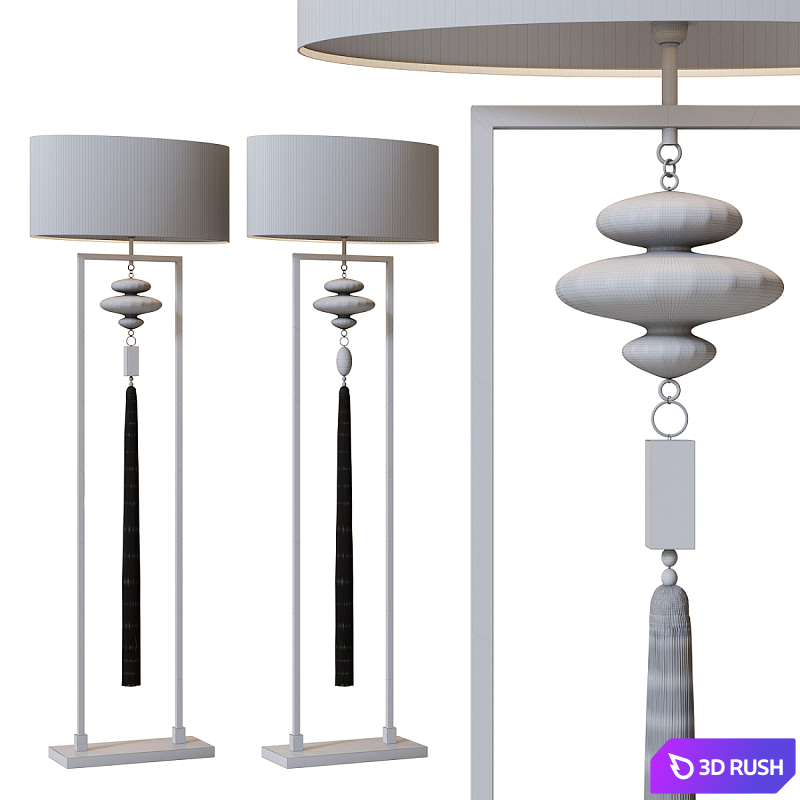 CONSTANCE nickel and sea jade & clear floor lamp 3D Model Corona