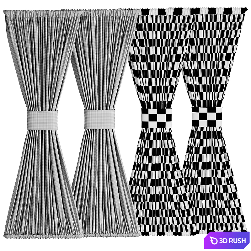 Stained glass curtains 3D Model Corona