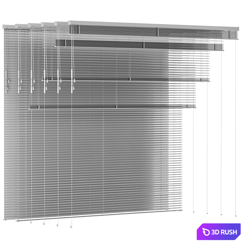 Aluminum Venetian Blinds Bandalux set 02 3D Model Vray, Corona