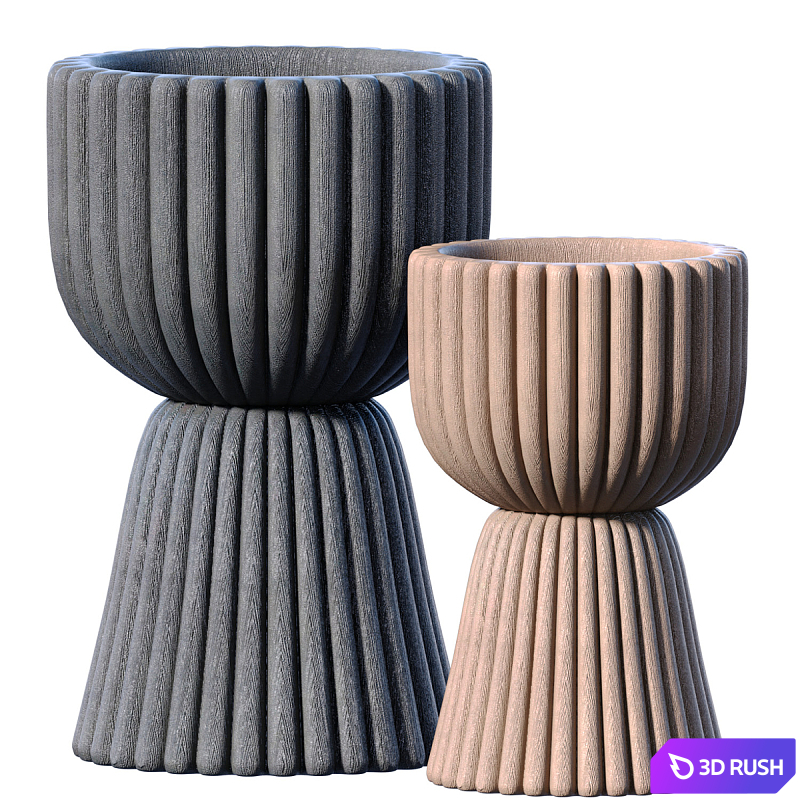 Decorative Relief fluted Garden Floor High Vase, Urn,pot,jar,planters in a modern style for home decoration.Modern Vases 3D Model Vray, Corona