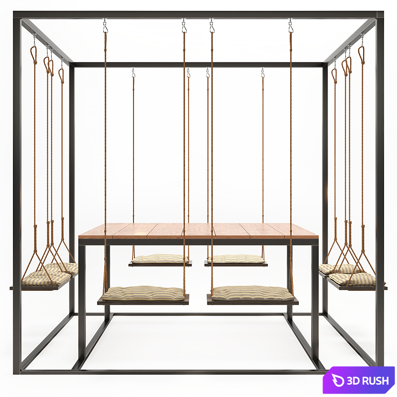 Garden swing table 3D Model Vray, Corona