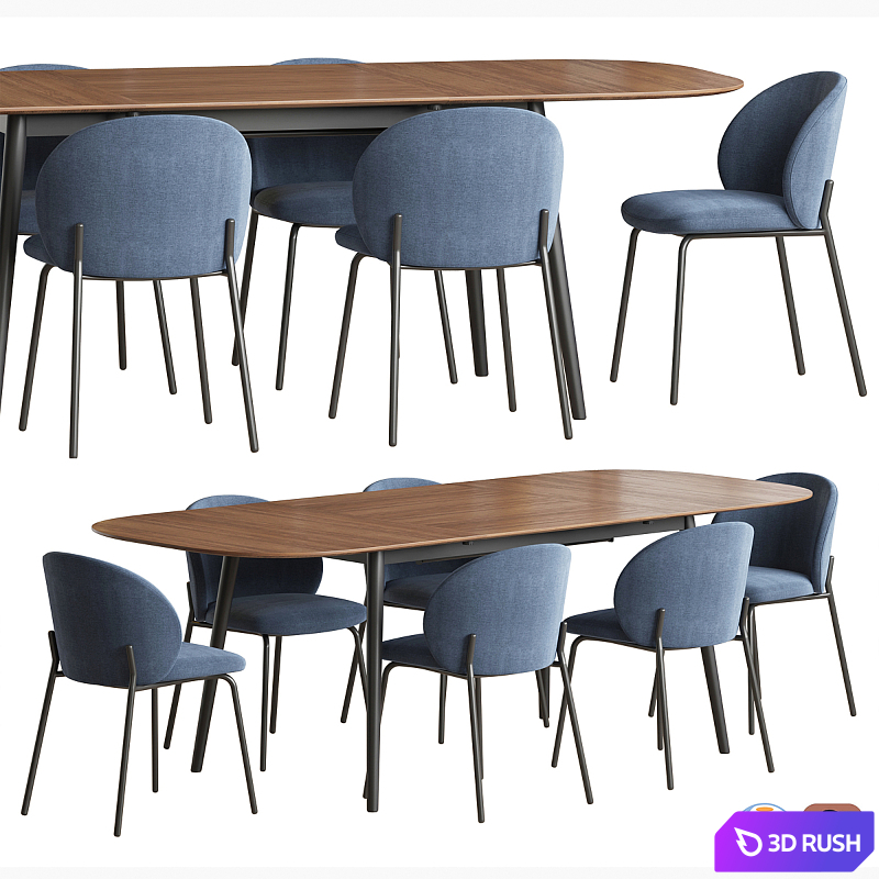Kingston table Princeton chair Boconcept 3D Model Vray, Corona
