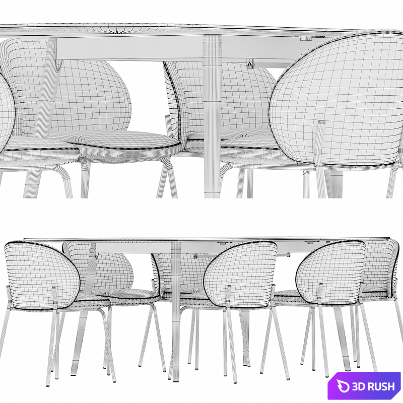 Kingston table Princeton chair Boconcept 3D Model Vray, Corona