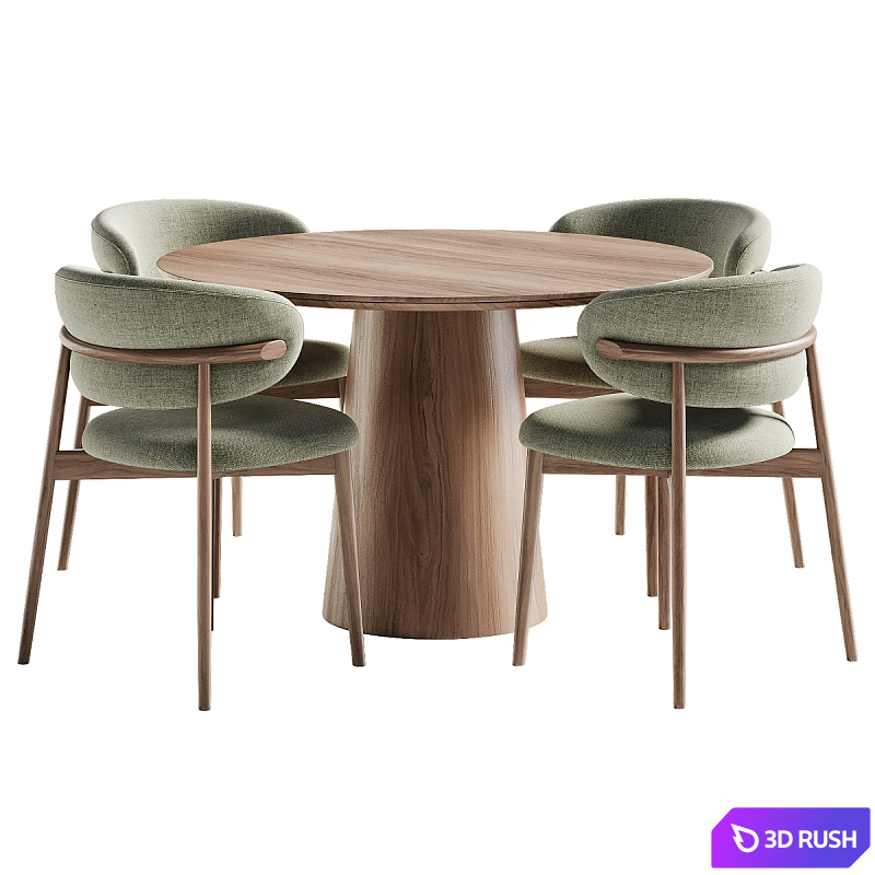 Thorsten Table and Ferrara Chair 3D Model Corona