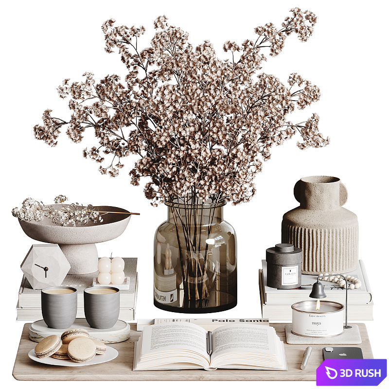 Decorative set H83 3D Model Vray, Corona