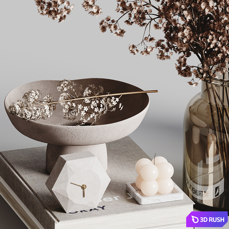 Decorative set H83 3D Model Vray, Corona