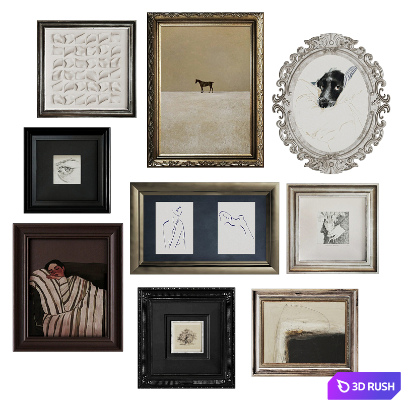 Wall decor - 18 3D Model Vray, Corona
