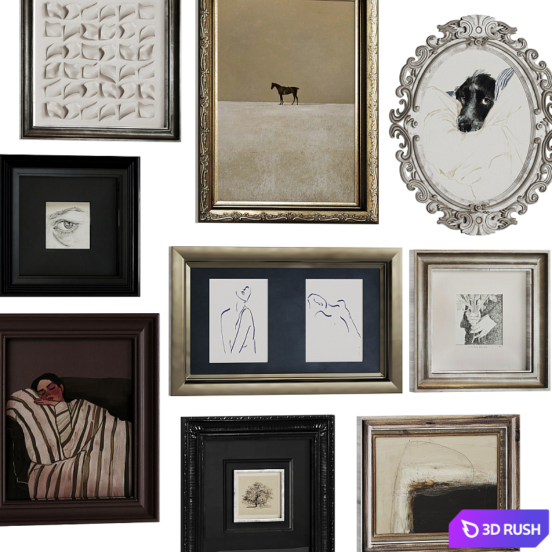 Wall decor - 18 3D Model Vray, Corona