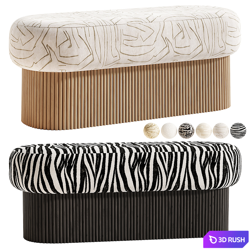 Nala ottoman bench 3D Model Corona