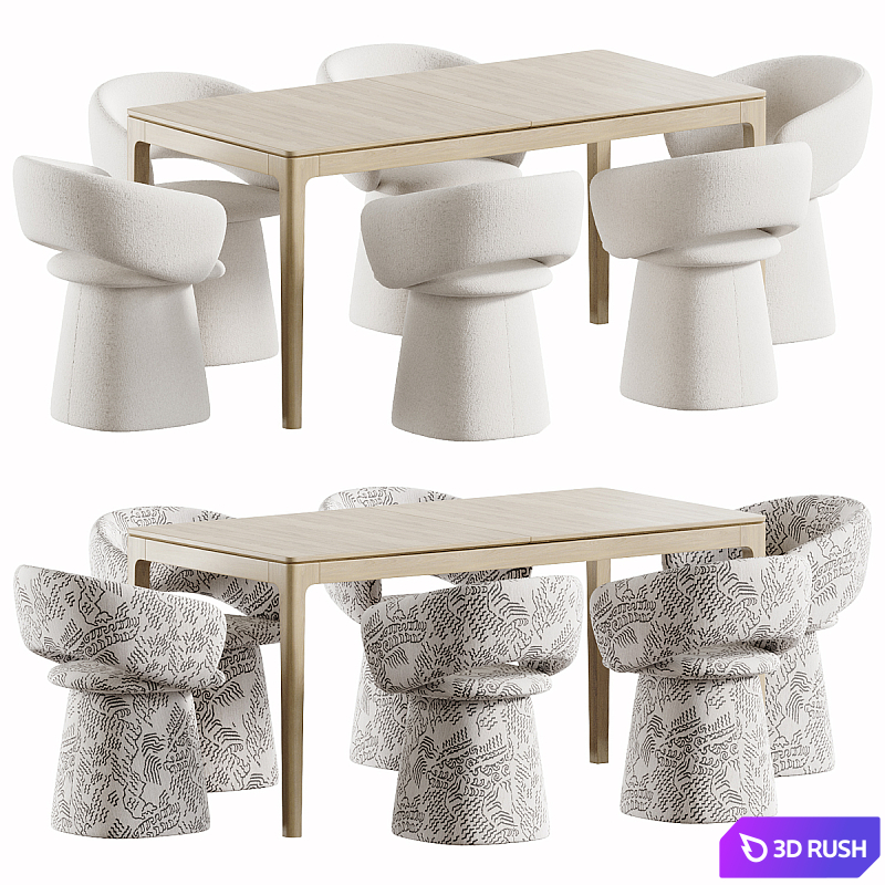 Bel TF chair and MILFORD table 3D Model Vray, Corona