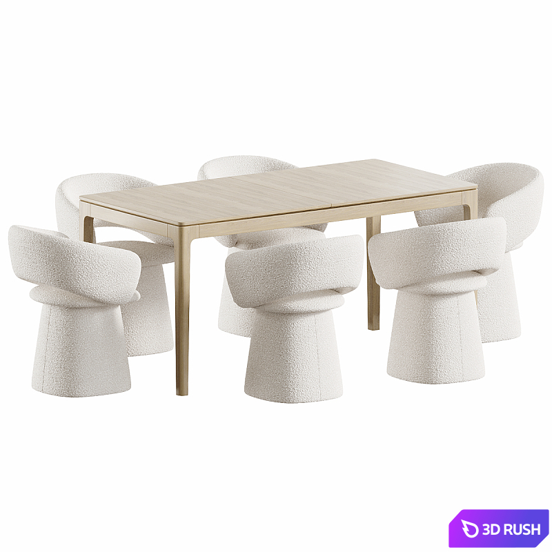 Bel TF chair and MILFORD table 3D Model Vray, Corona