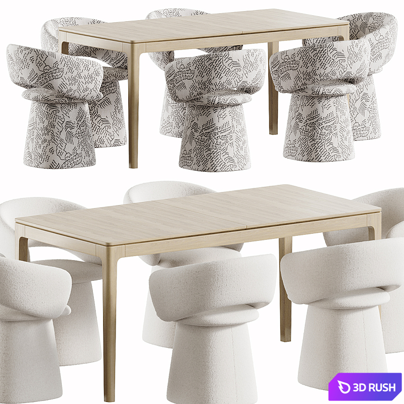 Bel TF chair and MILFORD table 3D Model Vray, Corona